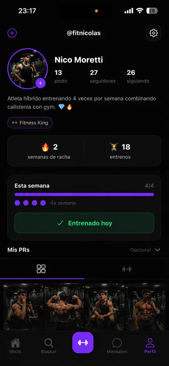 SpotMe — Tu perfil y progreso